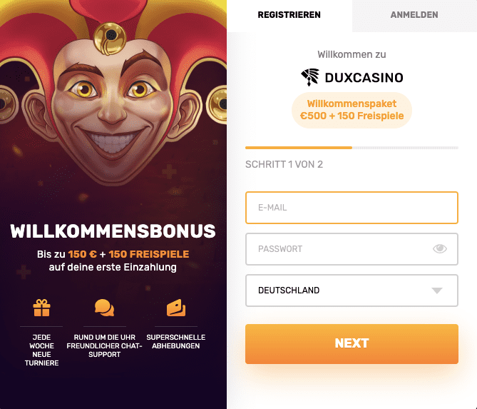 dux casino bonus für players - deposit bonus